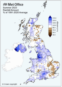 map rainfall compared to 1991-2020 average