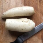 mooli on a chopping board